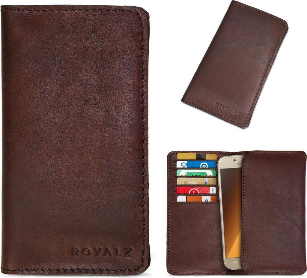 ROYALZ Lederhülle für Samsung Galaxy A5 2017 Ledertasche Tasche Cover Etui Schutztasche Schutzhülle Sleeve Leder braun