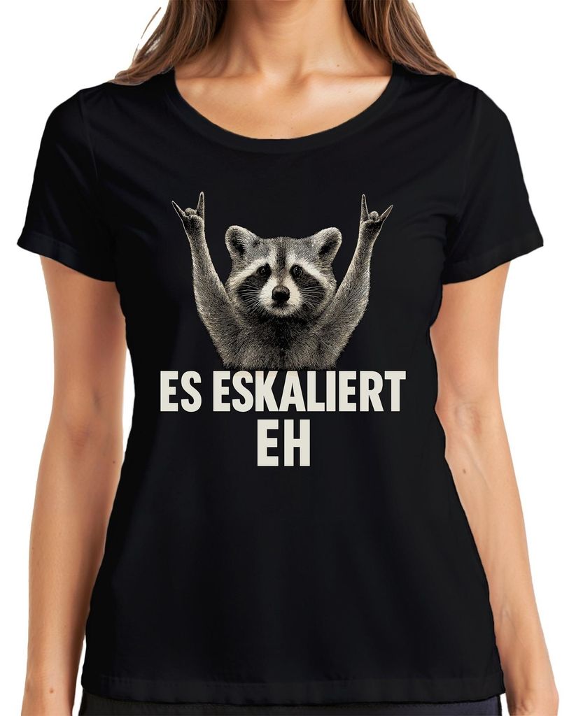 Es eskaliert eh Waschbär Rocker Party Humor Vintage Retro Produktbild 
