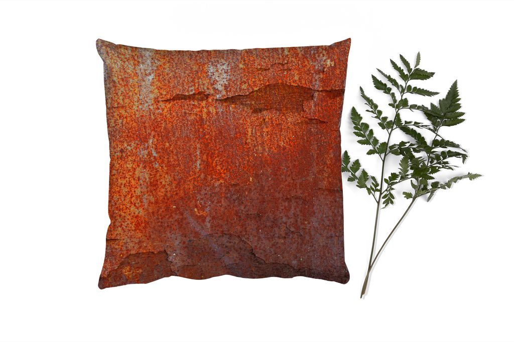 MuchoWow Zierkissen Sofakissen Wohnzimmer Dekokissen 40x40 cm Rost - Vintage - Stahl - Foto Kissen - Schlafzimmer Dekoration