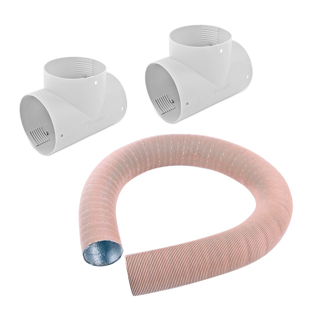5 Meter Warmlufterteilerrohr 65mm + 2 x T Stück Grau TS-T Produktbild 