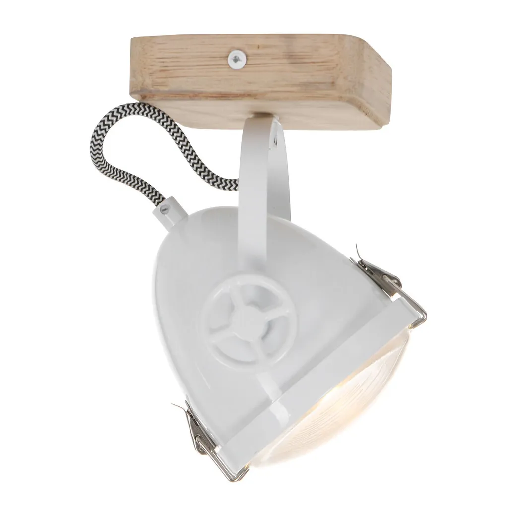 Mexlite Michelle 1703W - Spot en saillie blanc et bois métal GU10