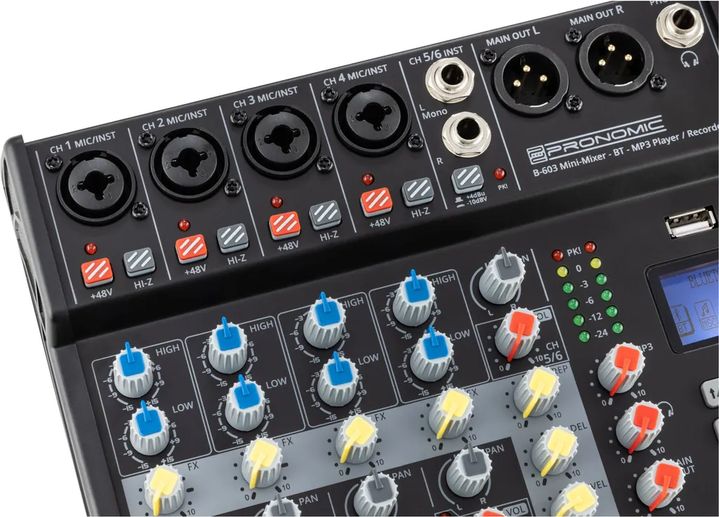 Console de mixage compacte Pronomic B-603 interface audio USB et BT