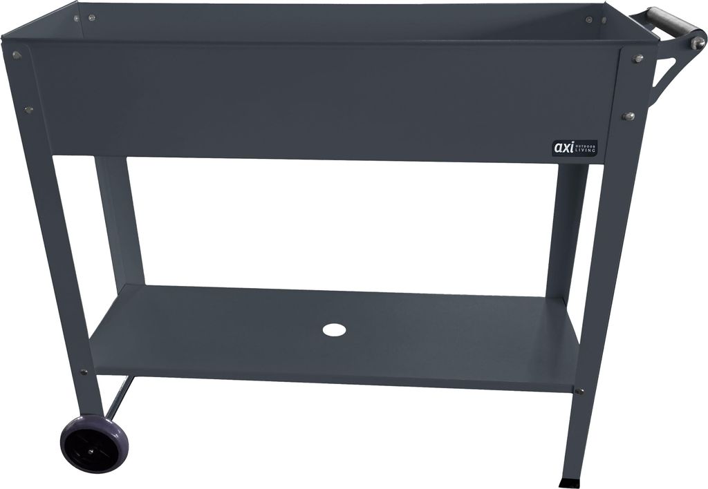 AXI Hochbeet mit Ablage & Rollen aus Metall in Anthrazit | Pflanzkübel / Pflanzkasten auf Stelzen für Garten / Balkon / Terrasse | 100 x 30 x 80 cm