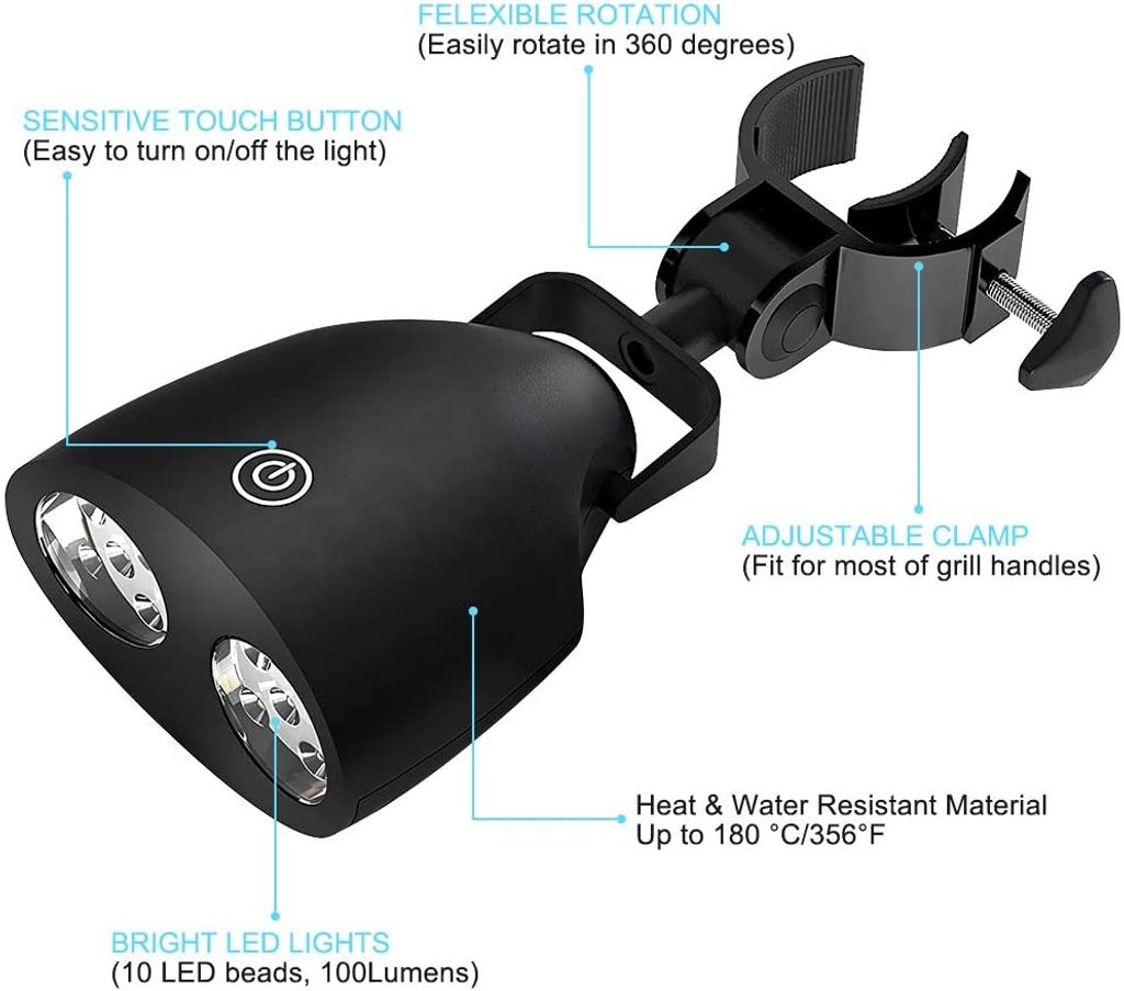 LED BBQ Schwenkbare Grilllampe Touch Sensor Schalter & hitzebeständigem ABS