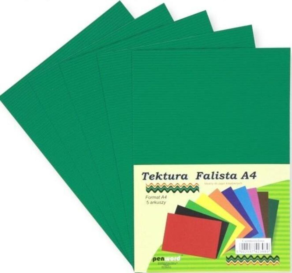 Tektura A4 falista ciemnozielona 5szt