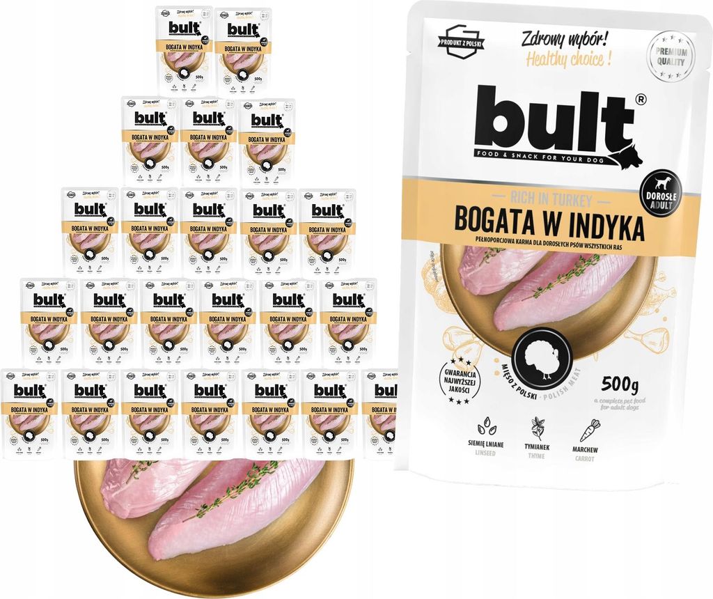 BULT Reich an Putenfleisch - Nassfutter für Hunde - 24 x 500 g