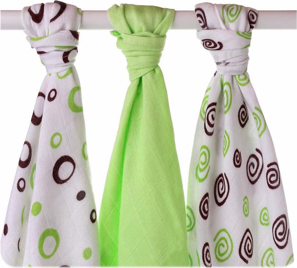 XKKO Bamboo Mullwindel 70x70 3er-Set Mix Lime Produktbild 