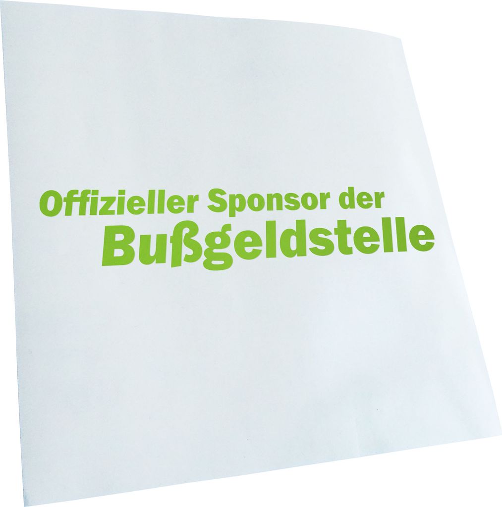 Kiwistar - Autoaufkleber - lindgrün - 30 x 6 cm - Sponsor der Bußgeldstelle - Heckscheibenaufkleber - Aufkleber für Auto Kfz Fahrrad, LKW, Truck...