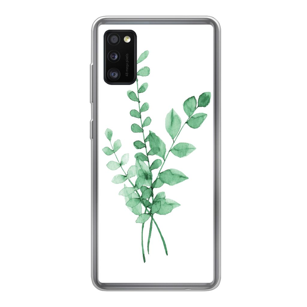 MuchoWow Handyhülle Schutzhülle Hülle für Samsung Galaxy A41 Aquarelle - Blätter - Pflanzen Silikon Softcase Handy Hülle - Mobiltelefon