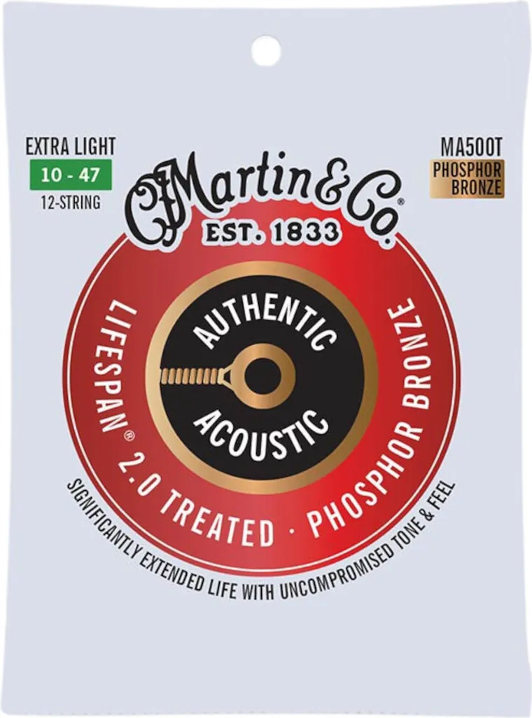 Martin MA500T Phosphor Bronze Cordes Traitées Longue Durée 12 Cordes 10-47