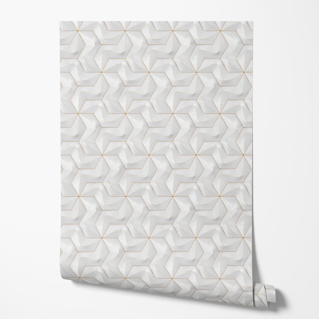 Vliestapete 3D Geometrisch Struktur Elegantes Wohnzimmer 2x2,5 Gold-Weiß