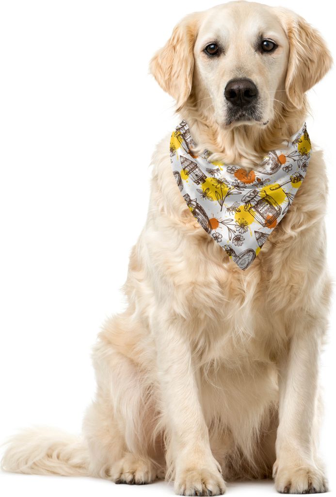 ABAKUHAUS Skizzieren Haustier Bandana, Honig-Gläser Drops und Bienen, 40x40 cm, Weißer Senf Ingwer