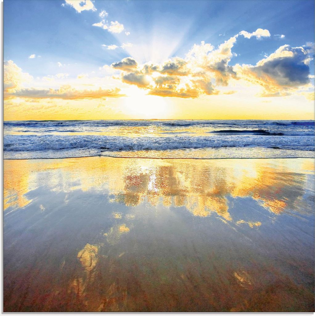 ARTland Glasbild Sonnenaufgang über dem Ozean Größe: 50x50 cm