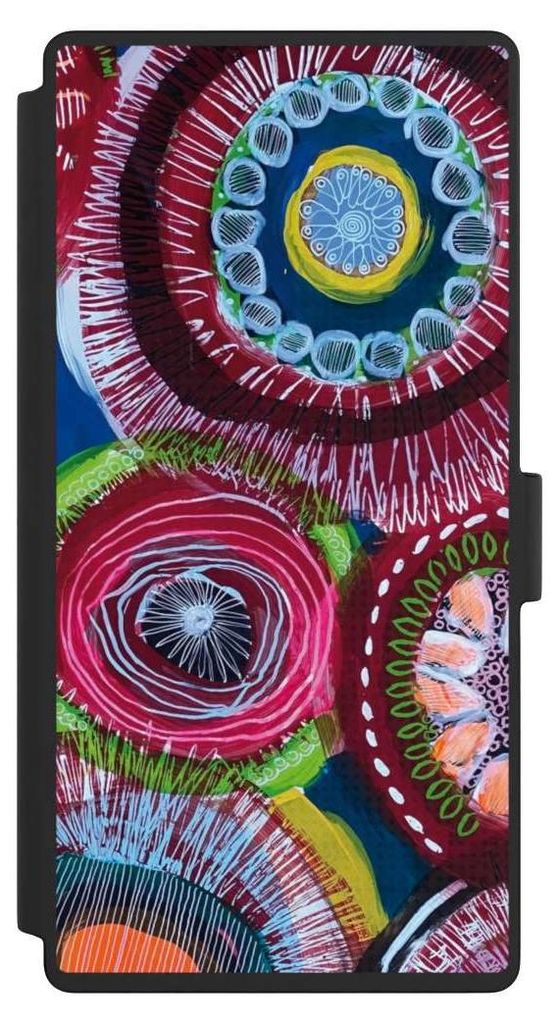 NIVOCASE Klapphülle für Samsung Galaxy S23 Ultra Handyhülle aus Kunst Leder NIVOflip schwarz Farbe Malerei bunt