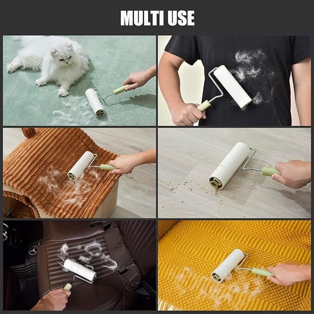 Extra Klebrig Große Fusselrolle für Kleidung, Sofa, Bett und Teppich - Fusselroller für Tierhaare, Katzenhaare, Hundehaare Staub & Fussel, 16cm ...