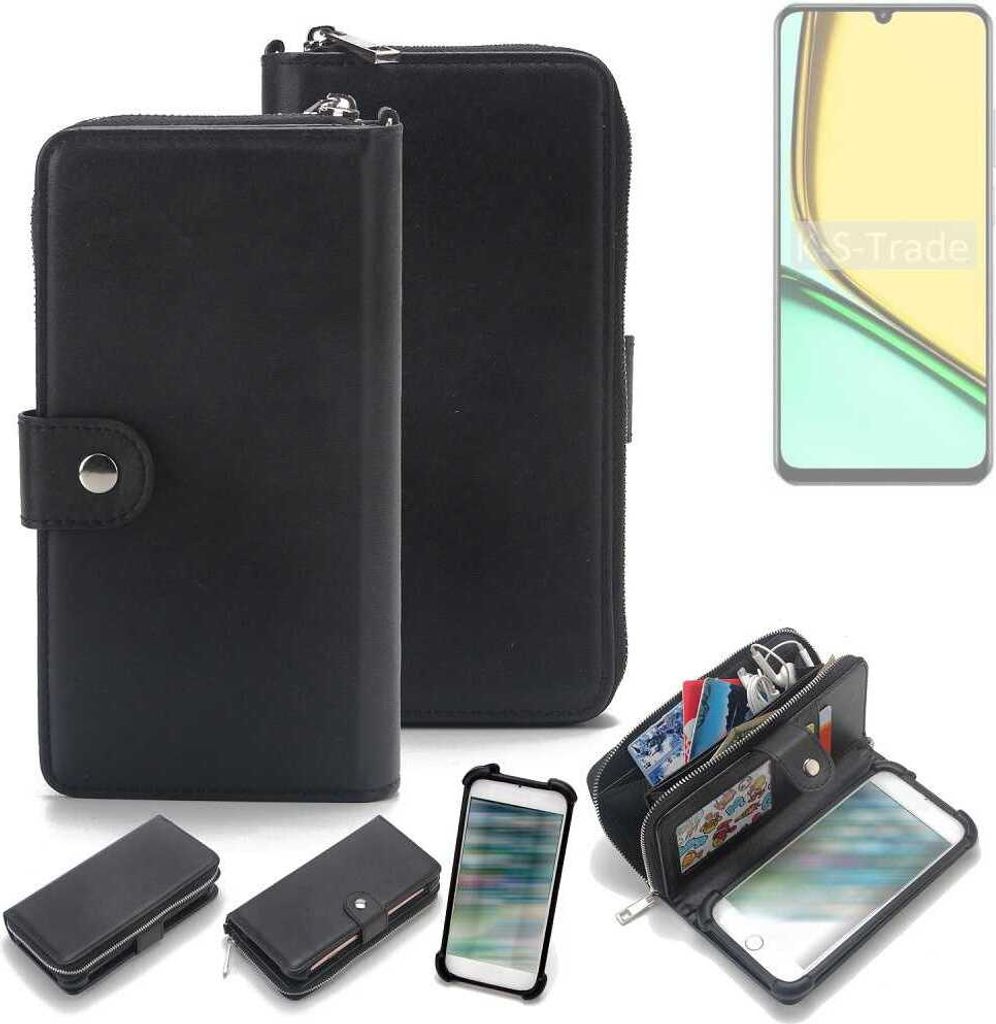 K-S-Trade 2in1 Handyhülle Schutzhülle kompatibel mit Realme C61 Global & Portemonnee Cover Handy Hülle Case Etui Geldbörse Wallet Bookstyle