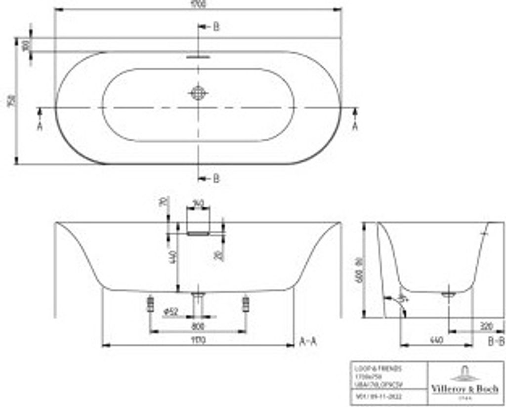 Villeroy & Boch UAE170LOFSA1VRW Vorwand-BW Loop&Friends 170LOFSA1