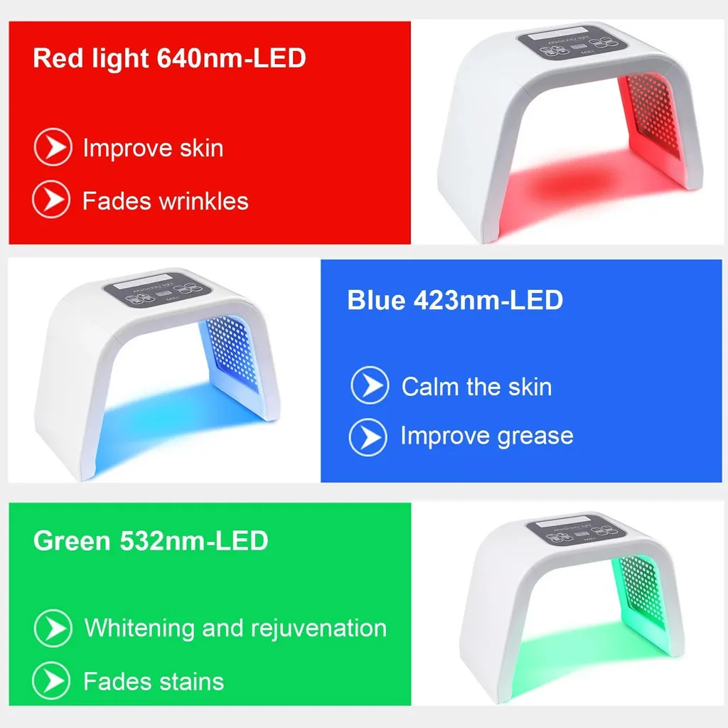 Masque LED visage 7 couleurs avec luminothérapie régénérante PDT - 10