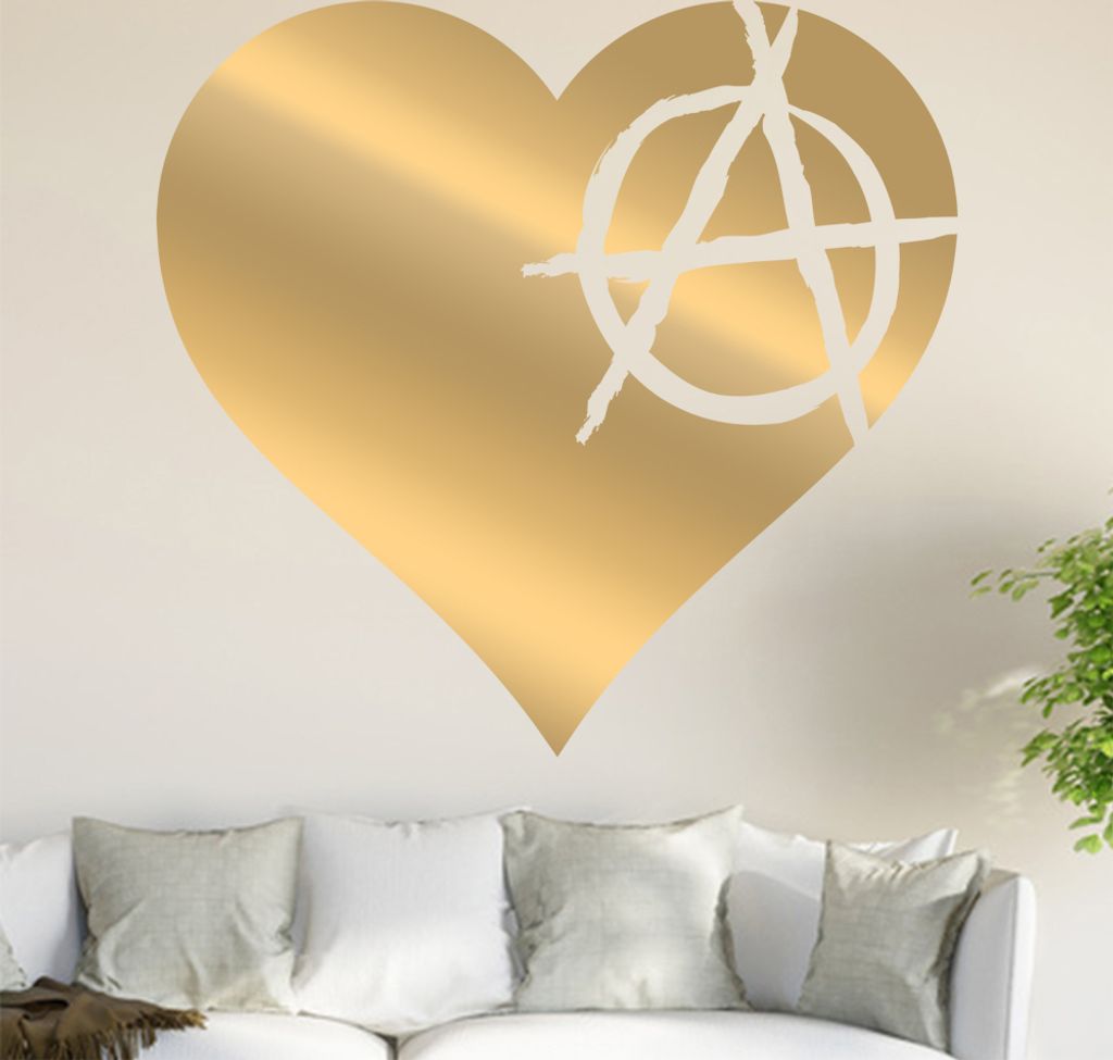 Anarchie - Herz Wandtattoo in 6 Größen - Wandaufkleber Wall Sticker - Dekoration, Küche, Wohnzimmer, Schlafzimmer, Badezimmer