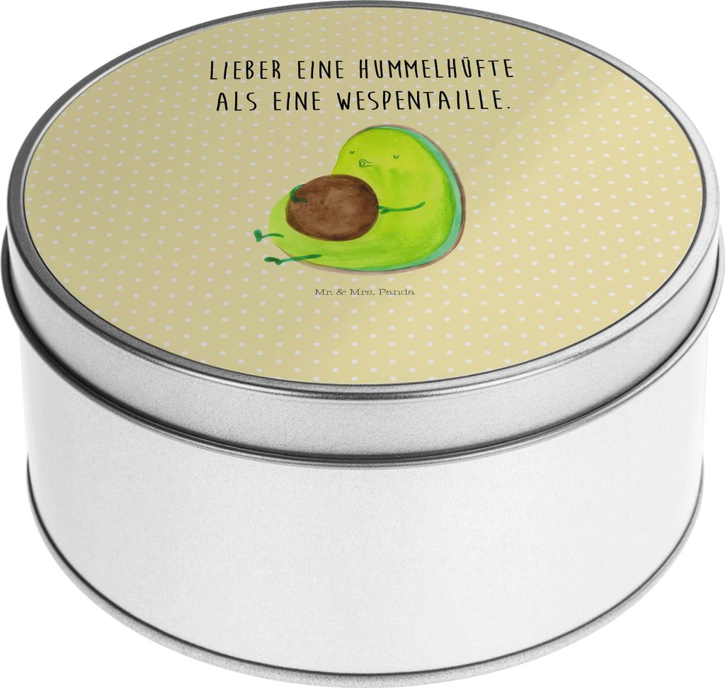 Mr. & Mrs. Panda Dose Avocado Pfeifen - Gelb Pastell - Geschenk, keksdosen, metalldosen, gebäckdose, Diät, Gesund, Abnehmen, Schwanger, Vorratsdo...