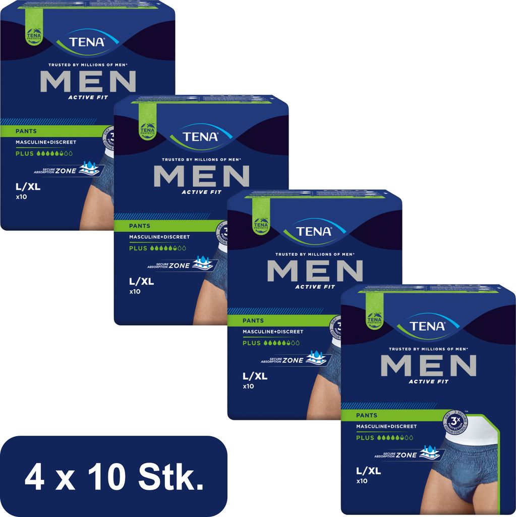 TENA MEN - Active Fit - Pants Plus - Blau L&XL - 4 x 10 Produktbild 
