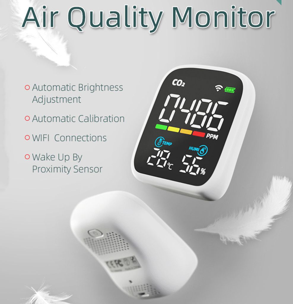 PV28-AW Smart WIFI Mini CO2-Detektor, Portable 3-in-1 Indoor Air Quality Monitor, Digital CO2 Temperatur Luftfeuchtigkeit Messgerät Monitor Kohlen...