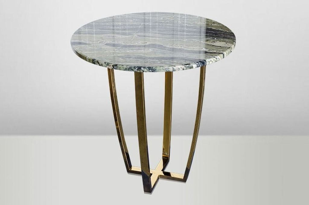 Casa Padrino Art Deco Beistelltisch Gold Metall / Marmor 35 x 35 cm- Jugendstil Tisch - Möbel Blumentisch