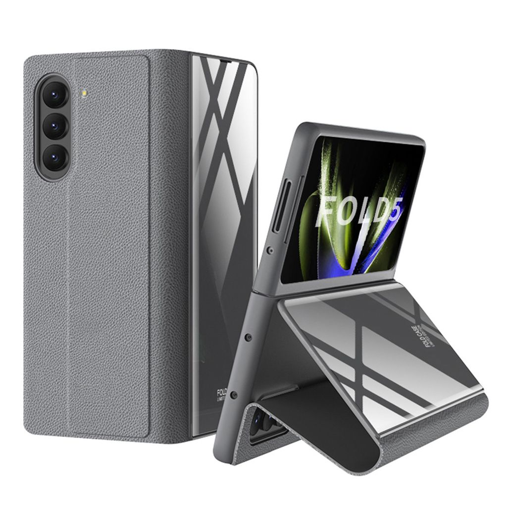 Für Samsung Galaxy Z Fold5 5G Schutzhülle aus Kunstleder mit Kreditkartenfach