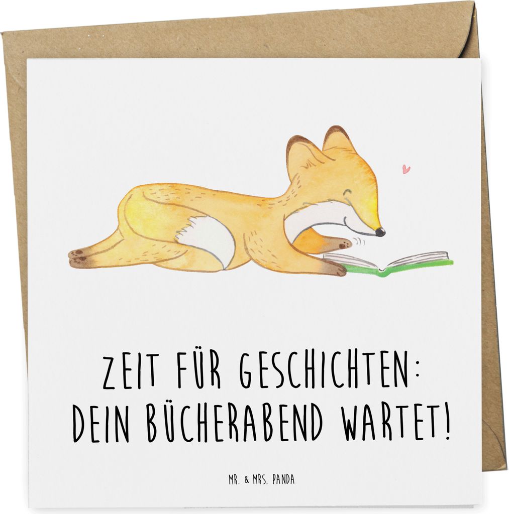 Mr. & Mrs. Panda Geschenkkarte Bücherabend Geschichten - Weiß - Geschenk, Gutschein, Auszeit, Entspannung, für Familie, Karte, Gutscheinkarte, L...