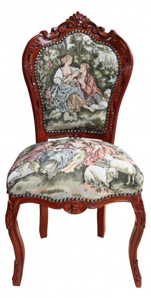 Casa Padrino Barock Esszimmer Stuhl ohne Armlehne Gobelin Produktbild 