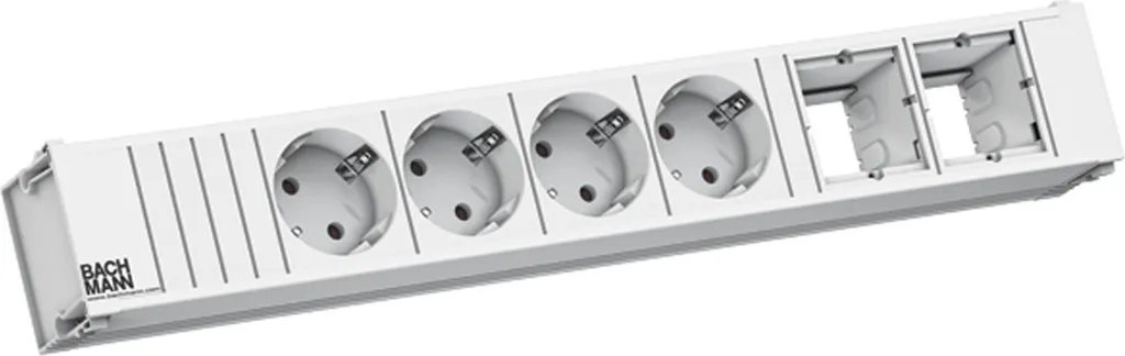 Bloc multiprise encastrable Bachmann Coni avec 4 prises et 2 modules CM