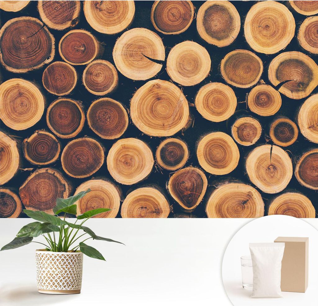 Fototapete - 152x104 cm - Tapete - Wandtapete - Wandbilder - Dekofolie - Tapete Folie - Wand - Dekoration - Wohnzimmer - Holzkreise