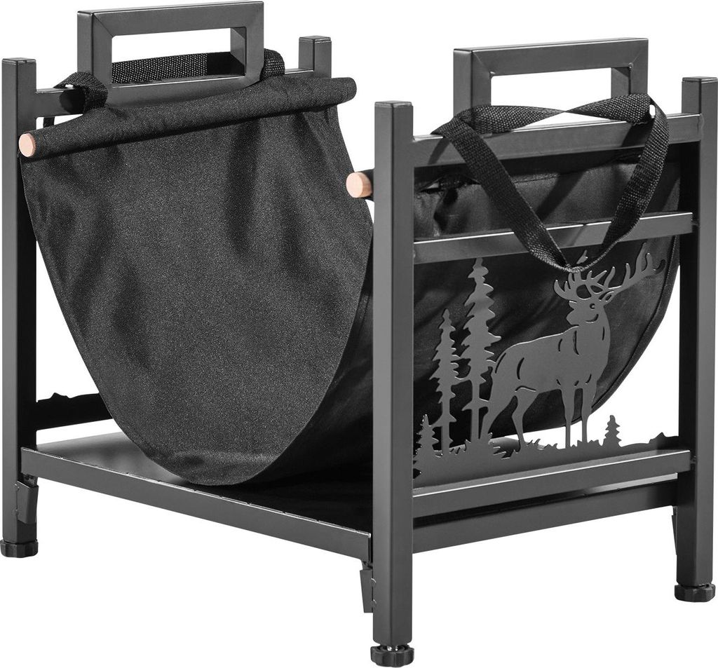 SucceBuy Kaminholzregal mit Segeltuchträger, Brennholzhalter aus pulverbeschichtetem Stahl, Holzstapelständer mit einer Tragkraft von 18 kg, robu...