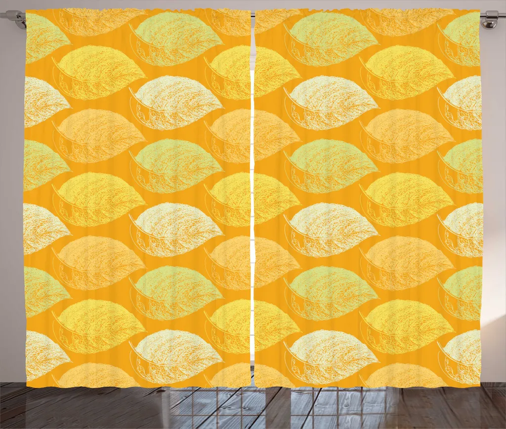 Rideau de Salon Rustique Motif Feuilles d'Automne Universel 280x225