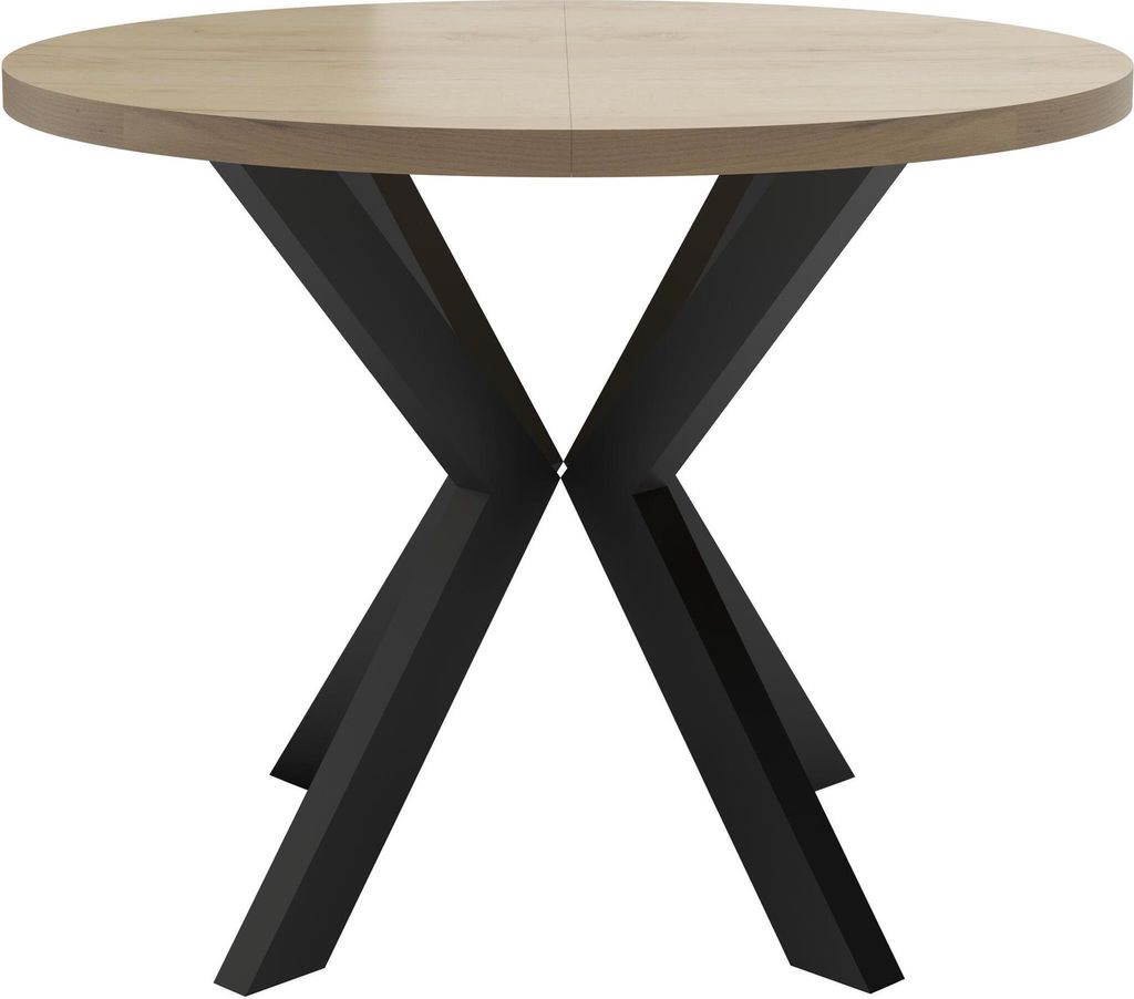 Runder Tisch mit Metallbeine Lavin Esstisch im Loft Stil Küchentisch mit runder Tischplatte solide Tisch, Große: 100x100 cm, Farbe: Eiche Gold