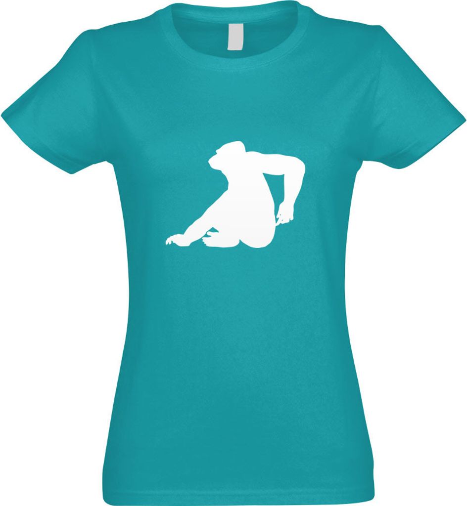 Kiwistar - T-Shirt tailliert - Damen - türkis - AFFE - Motiv 2 - Gorillas - mit Motiv Bedruckt - Funshirt Design - Sport - Freizeit - Damen - S