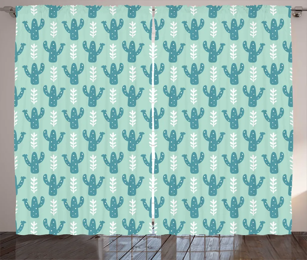 Rideau Motif Végétal Désertique en Tissu Rustique avec Boucles Incluses