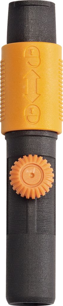 A close-up studio shot of a Fiskars QuikFit adapter.