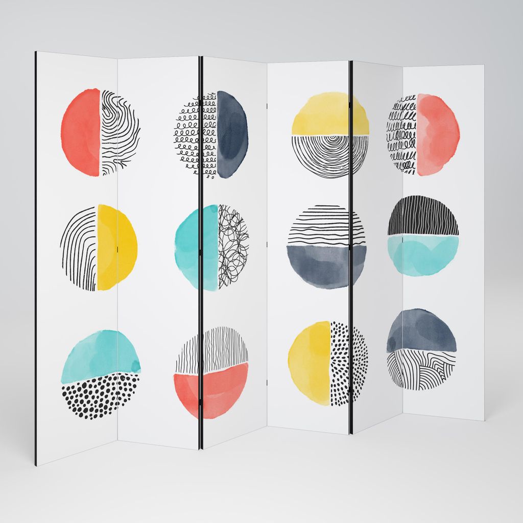 SpaceRebels Paravent Raumteiler - 6-teilig Raumtrenner, Druck 2-Seite - Raumtrenner - Trennwand Wohnung - Room Divider - Spanische Wand Deko Modern...
