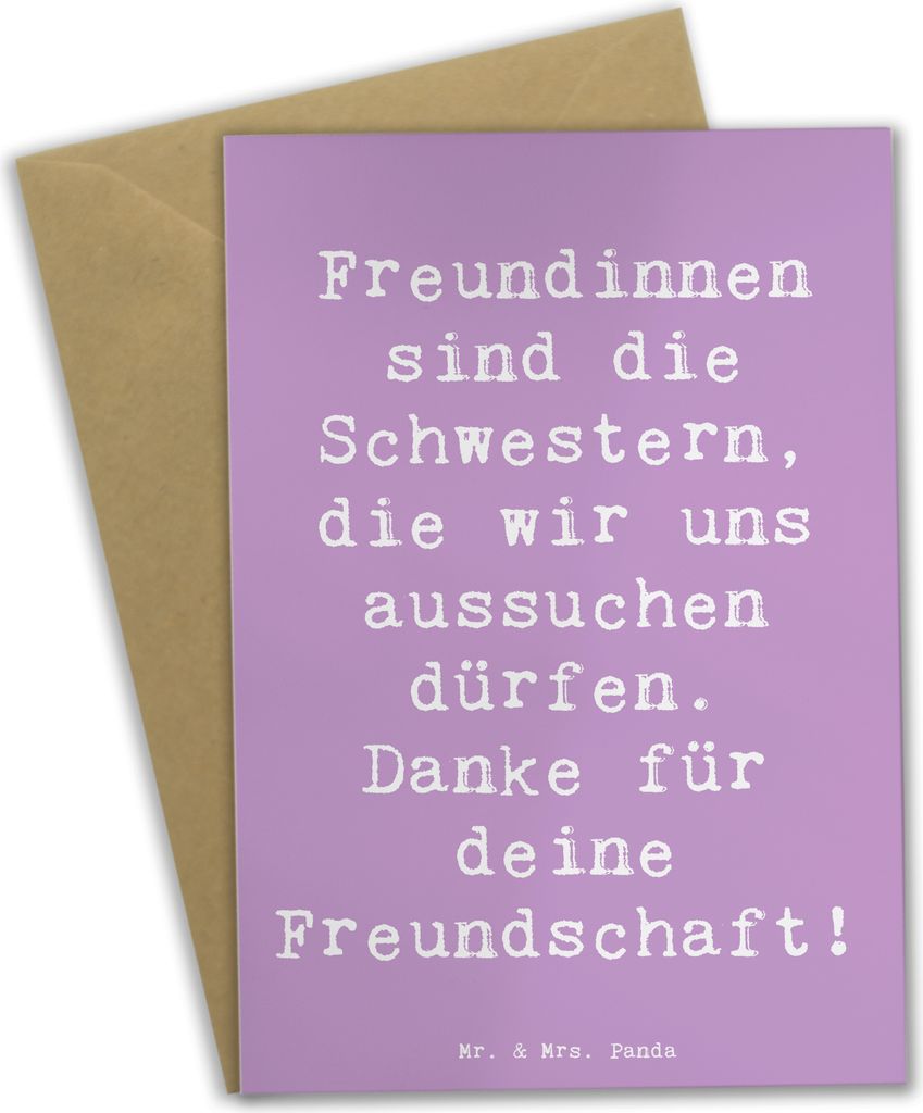 Mr. & Mrs. Panda Grußkarte Spruch Freundinnen Schwestern - Lavendeltraum - Geschenk, babykarte, osterkarte, Danke, vatertagskarte, einladungskarte...