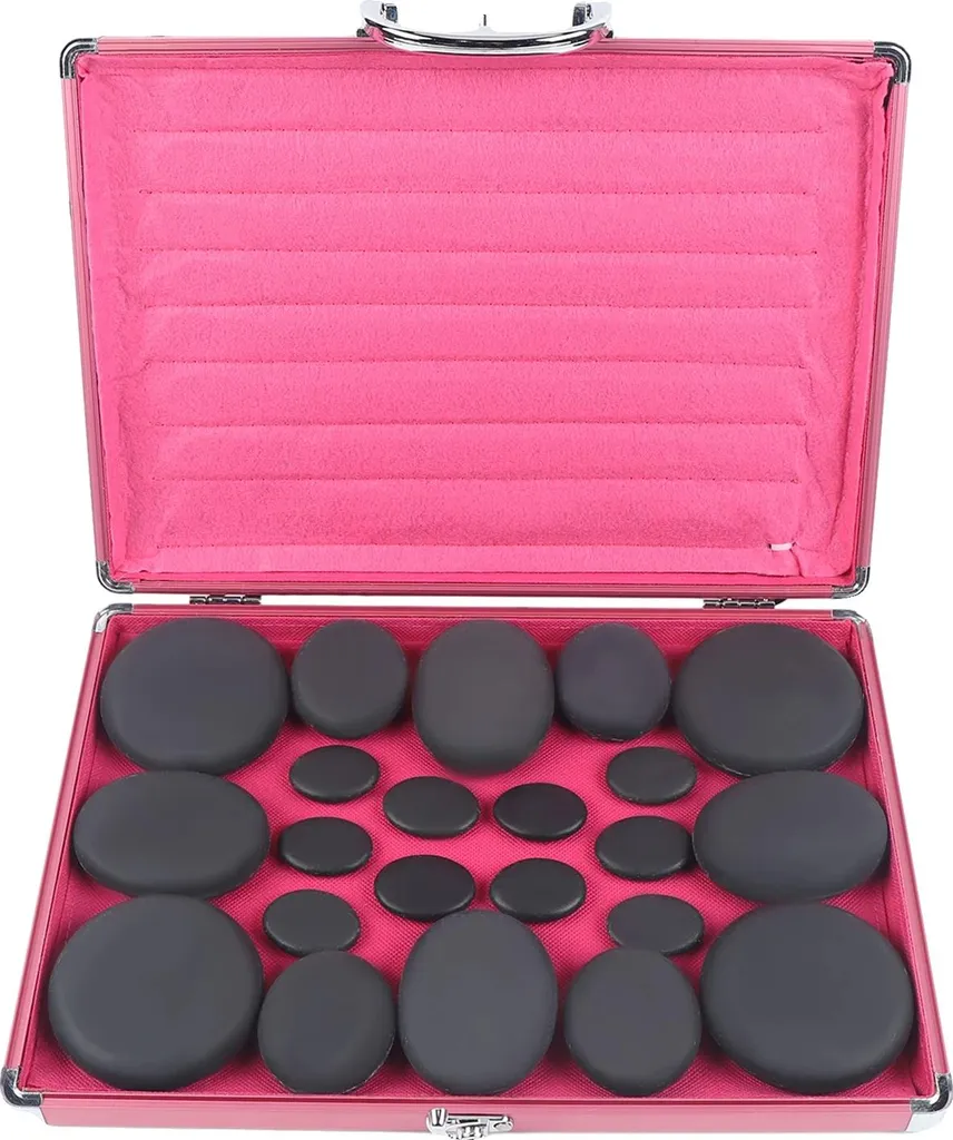 Massage bien-être : kit 20 pierres chaudes et système de chauffe à domicile