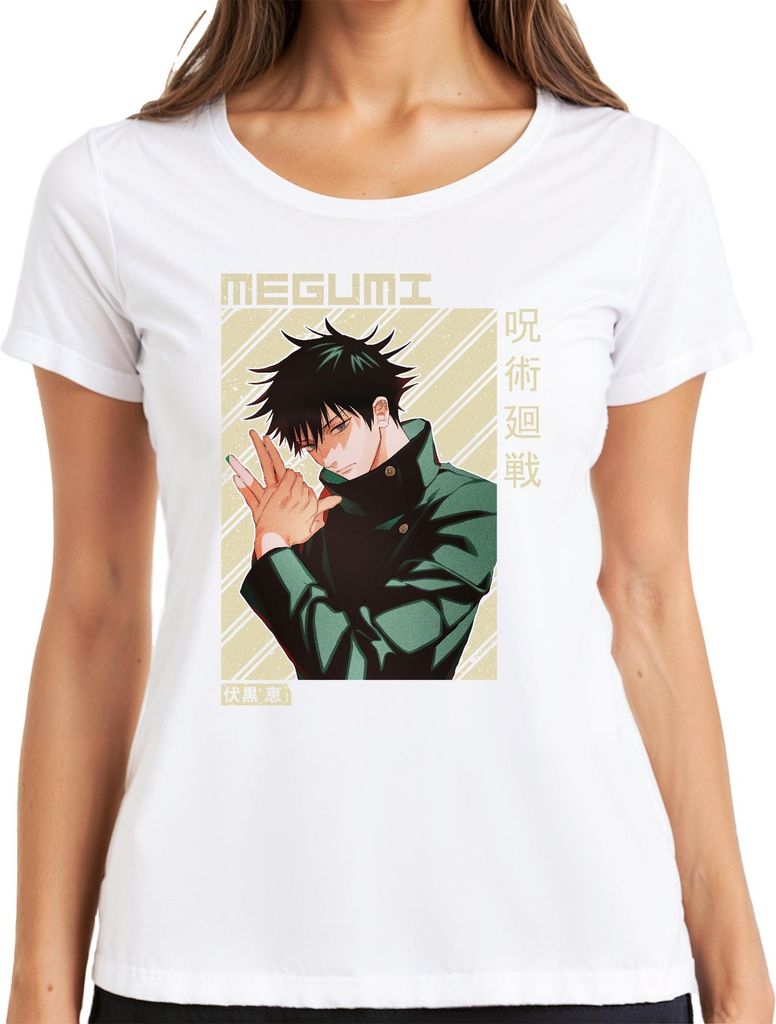 Megumi Fushiguro Jujutsu Kaisen Shikigami düster Otaku Geschenk Damen T-Shirt, Weiß, XXL