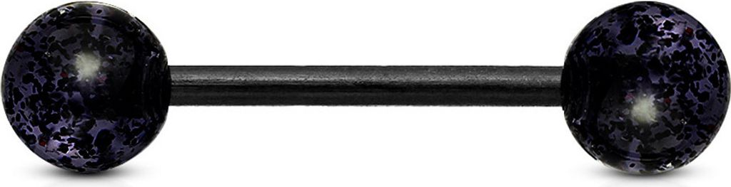 viva-adorno Barbell Piercing Stab Zungenpiercing Kunststoff Glitter Glitzer Kugeln Acryl verschiedene Farben Z314,Schwarz