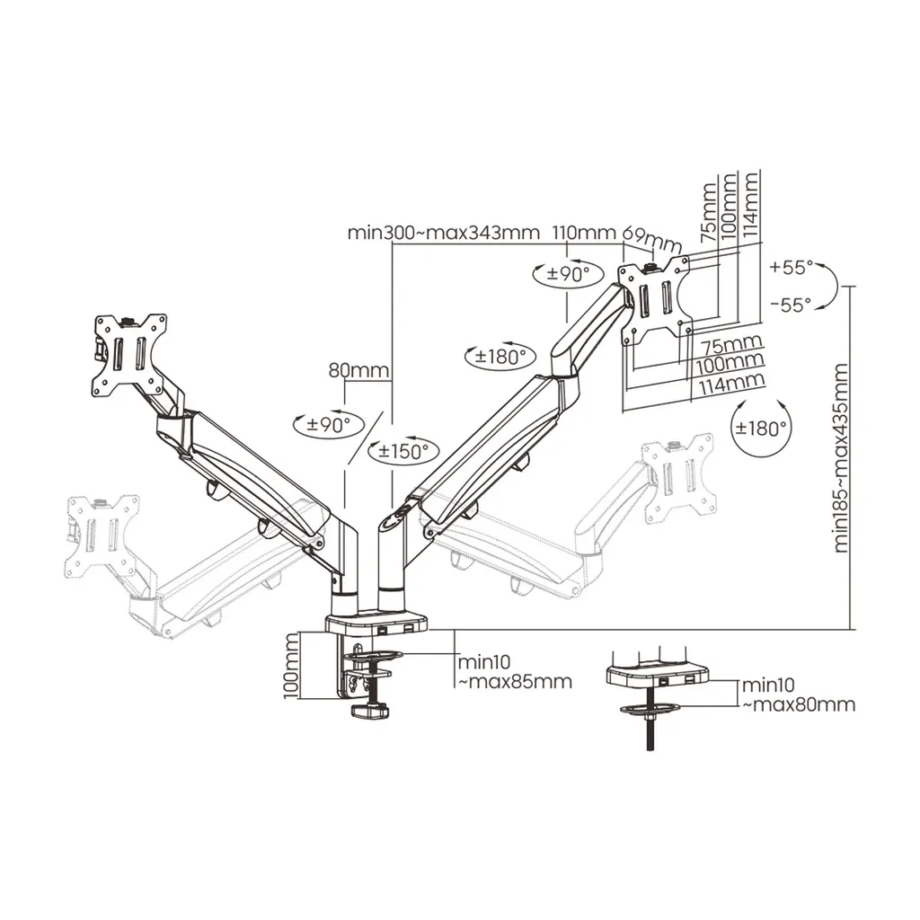 Support d'Écran pour Bureau de 32'' Value Noir avec Fixation Stable - 2