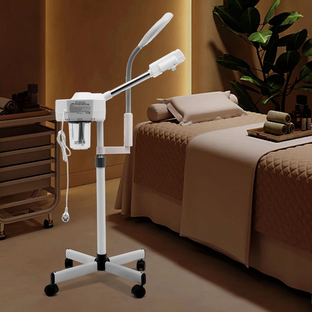 Gesichtsdampfer - Professioneller Facial Steamer - Nano-Dampf - Verstellbare Schwanenhals-Lampe - Tiefenhydration - Heißer Dampf - EU-Stecker - An...