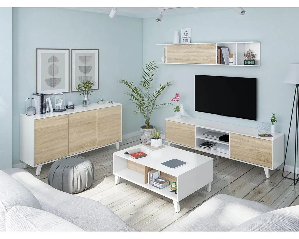 Table basse relevable grise et chêne 100 cm Zaiken Plus avec coffre de rangement - 8