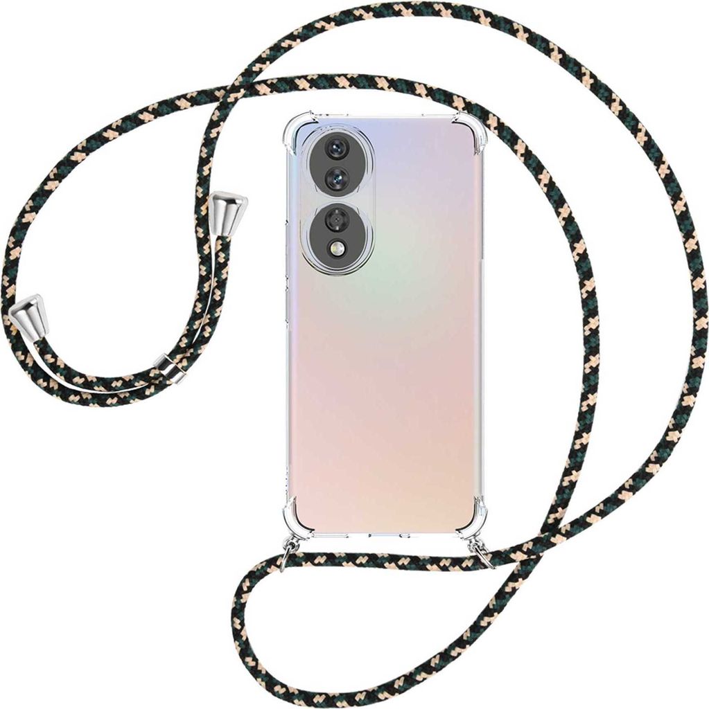 Handykette Backcover-Schutzhülle mit Band (Metall silberfarben) für Honor 90 5G (REA-AN00, 6.7'') - camouflage