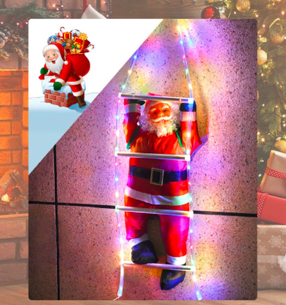 120cm Weihnachtsmann Leiter Lichterschlauch Beleuchtung Weihnachtsdekoration