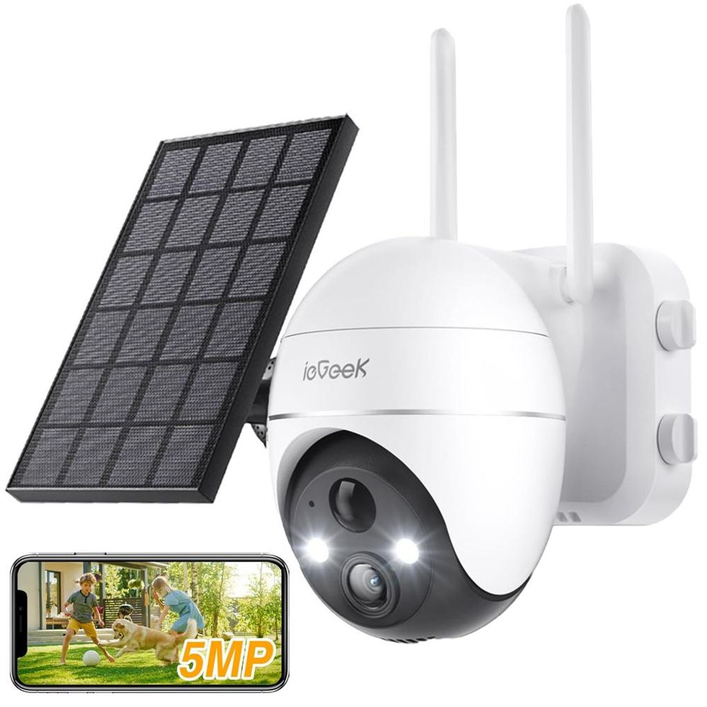 2K 5MP Überwachungskamera aussen akku Solar 360° PTZ Kamera Überwachung Kabellos WLAN Kamera Outdoor PIR-Menschenerkennung Farb-Nachtsicht