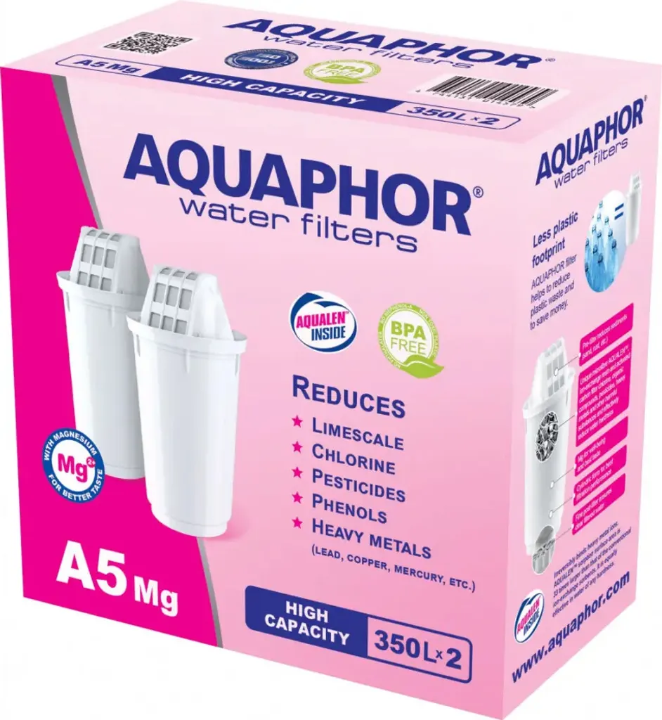 AQUAPHOR A5 Mg+ Set 2 Filtri Acqua con Magnesio | Compatibilità Universale